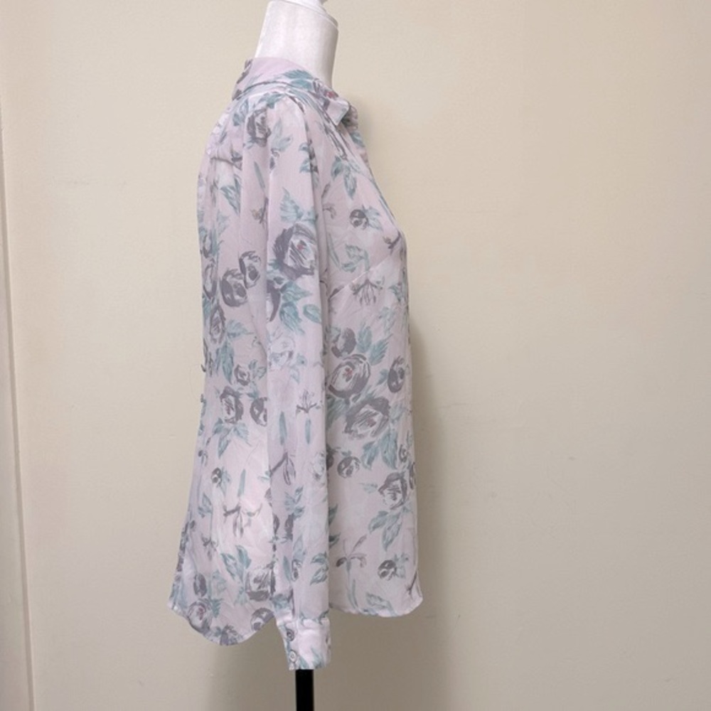 Kut from the Kloth Flora Print Semi-Fit w Back Gathered Button Up Shirt Blouse S - Picture 9 of 16